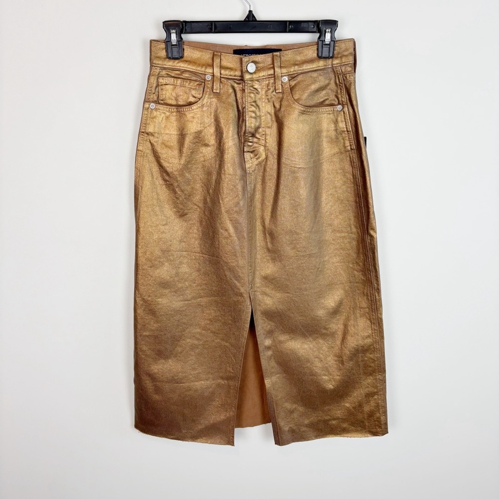 Veronica Beard Victoria Midi Skirt in Antique Brass Size 2 - Picture 3 of 16
